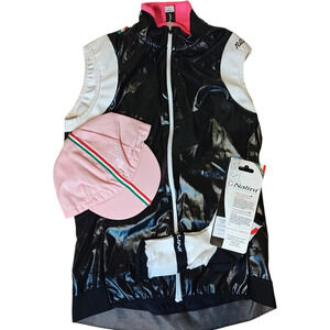 Nalini Sport Cycling Bib Women's Med Black Vest‎ Jacket Zip Up Pink Hat Socks